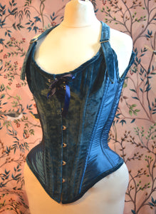 Blue velvet 18th Century style corset