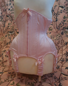Waspie corset with ruched suspenders