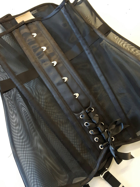 Mesh black girdle corset detail