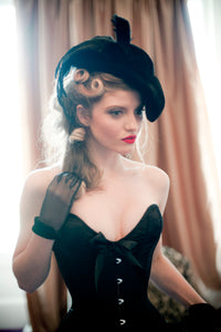 Classic Overbust black satin corset