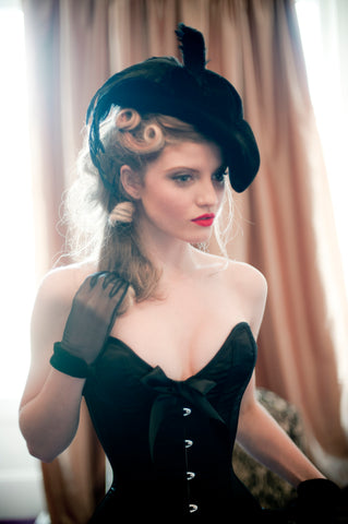 Classic Overbust black satin corset
