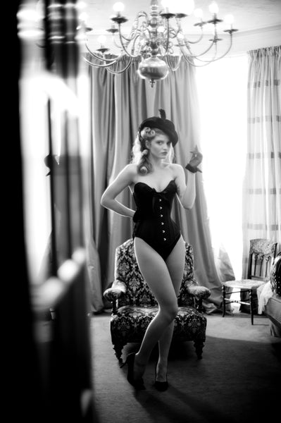 classic black overbust corset with bow