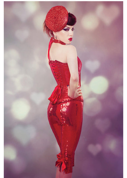 Red glitter overbust corset