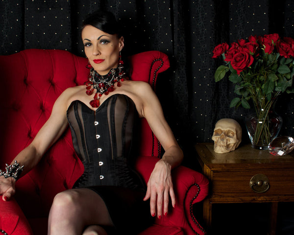 black mesh overbust corset