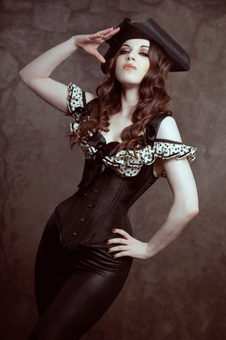 Waistcoat style underbust corset with shoulder straps