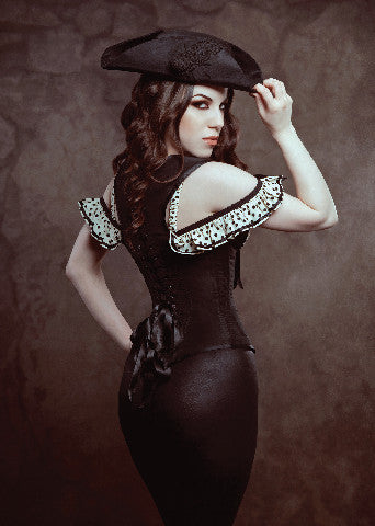 Waistcoat style underbust corset with shoulder straps